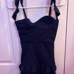 Crepe Ruffle Bodycon Dress